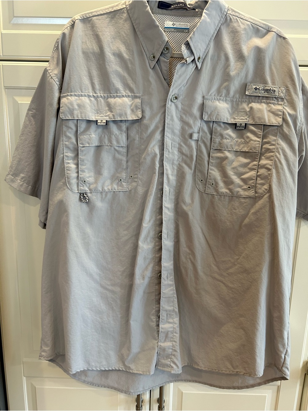 PFG Columbia Men’s Short-Sleeve Button-Down Shirt - Light Gray
